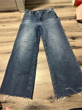Kut from the Kloth Distressed Medium Blue Wide Leg Jeans